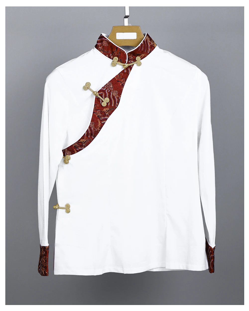 White Tibetan Clothing Women's Long-Sleeved Shirt Modified Hanfu Chinese Style Spring