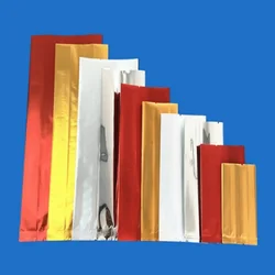 100PCS Side Gussets Open Top Gold Aluminum Foil Bag DIY Logo Spice Coffee Powder Tea Matcha Cocoa Heat Sealing Storage Pouches