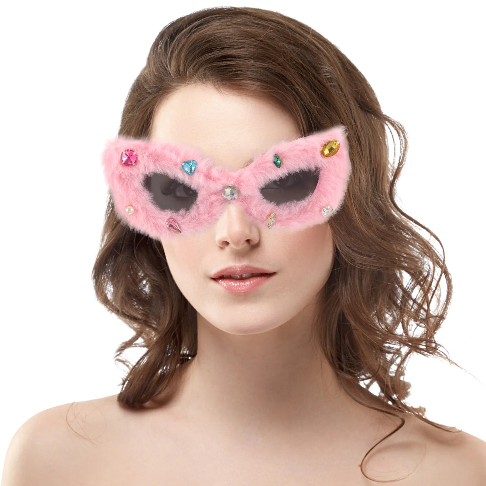 

Accessories Plush Sunglasses Men Fuzzy for Women Polarized Pink Decorative Miss Heart