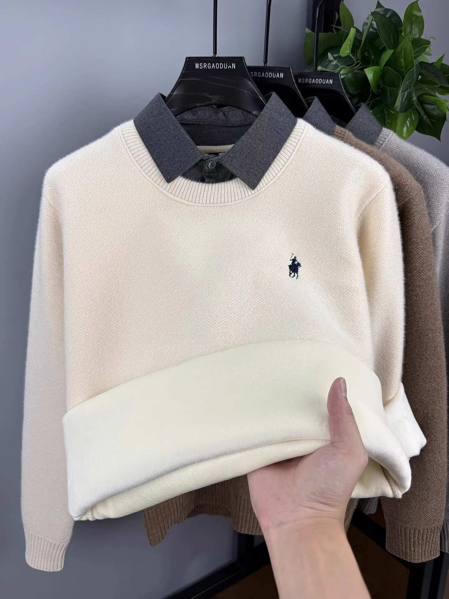 

Высококачественный бархатный свитер с воротником рубашки мужской модный роскошный брендовый классический повседневный топ с вышивкой Paul зимний теплый вязаный пуловер