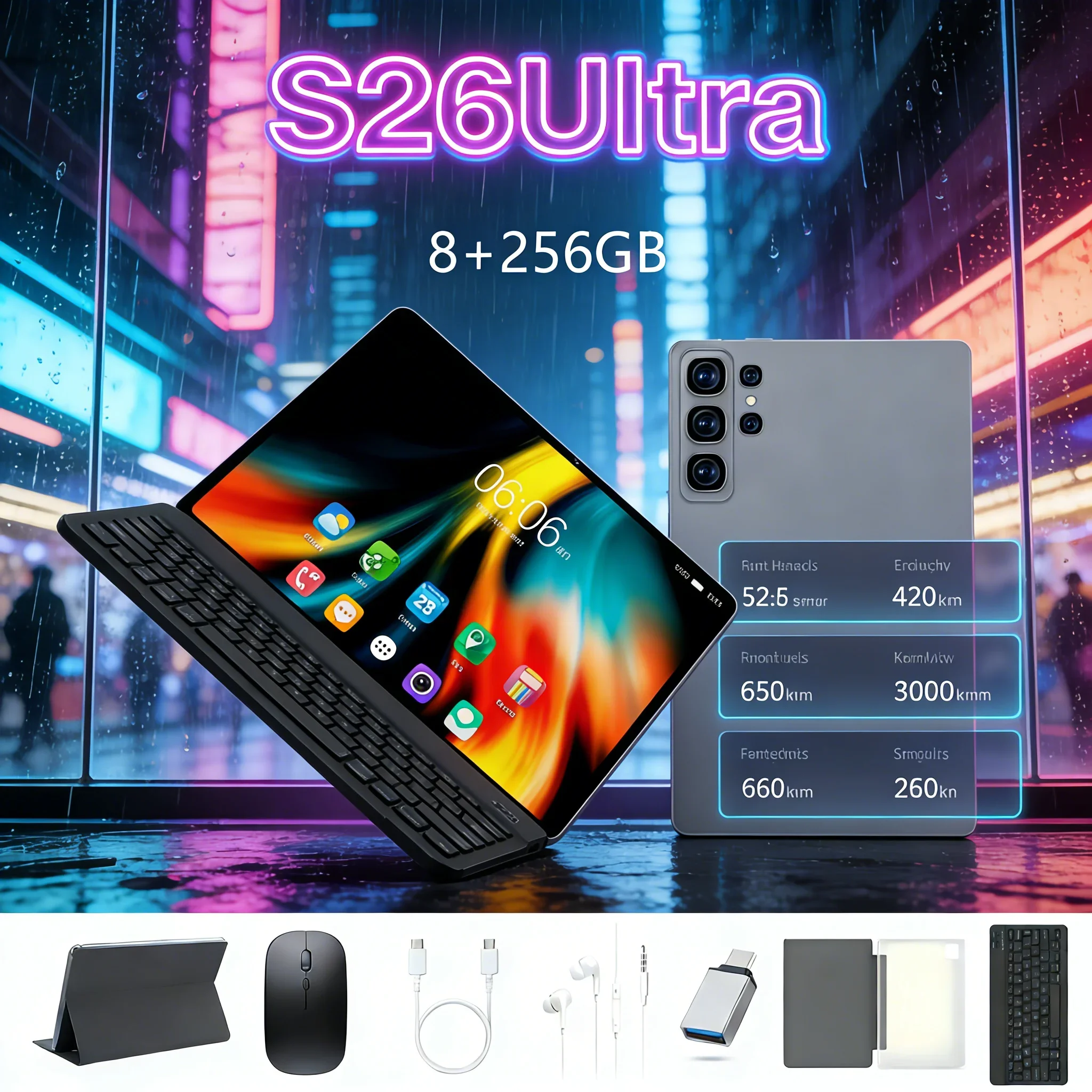 

2026 New S26 Ultra Tablet 8GB RAM 256GB ROM Android 15 HD Large Screen Gaming Office Tablet PC