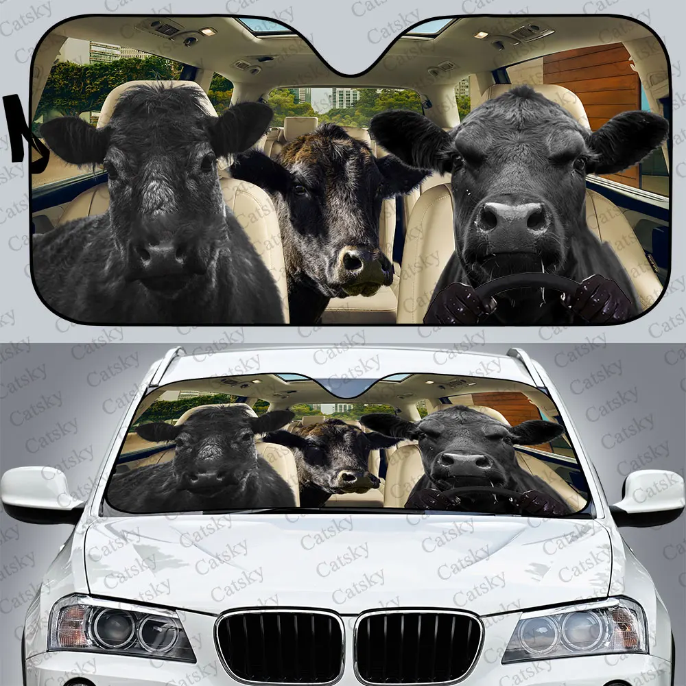 Angus Cattle Car Sunshade, Car Decor Lovers Gift, Windscreen Sun Shield for Car Window Sunshade Cover Foldable Uv Ray Reflector