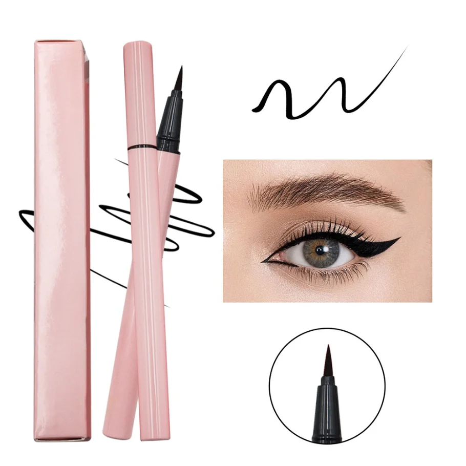 24-Farben-Rosa-Tube, wischfester, wasserfester Eyeliner, veganes Make-up, Großhandel, Private Label mit individuellem Logo-Eyeliner