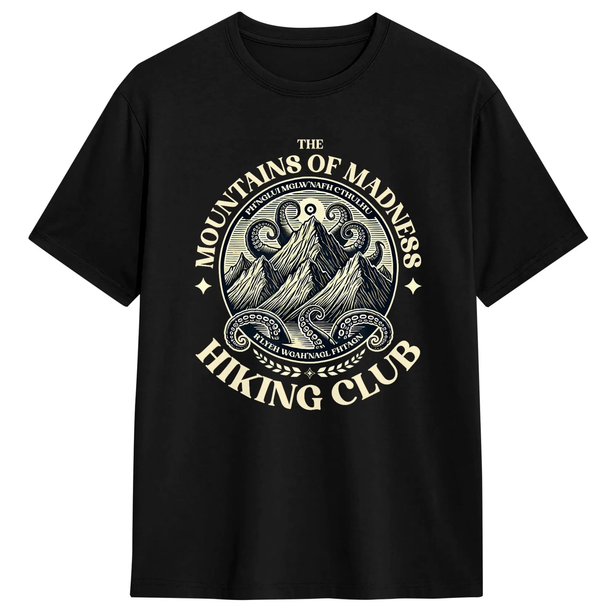 Mountains Madness Lovecraft Hiking and Cthulhu Miskatonic Pure Cotton T-Shirts for Men Summer Y2K Funny Casual Short Sleeve Tees