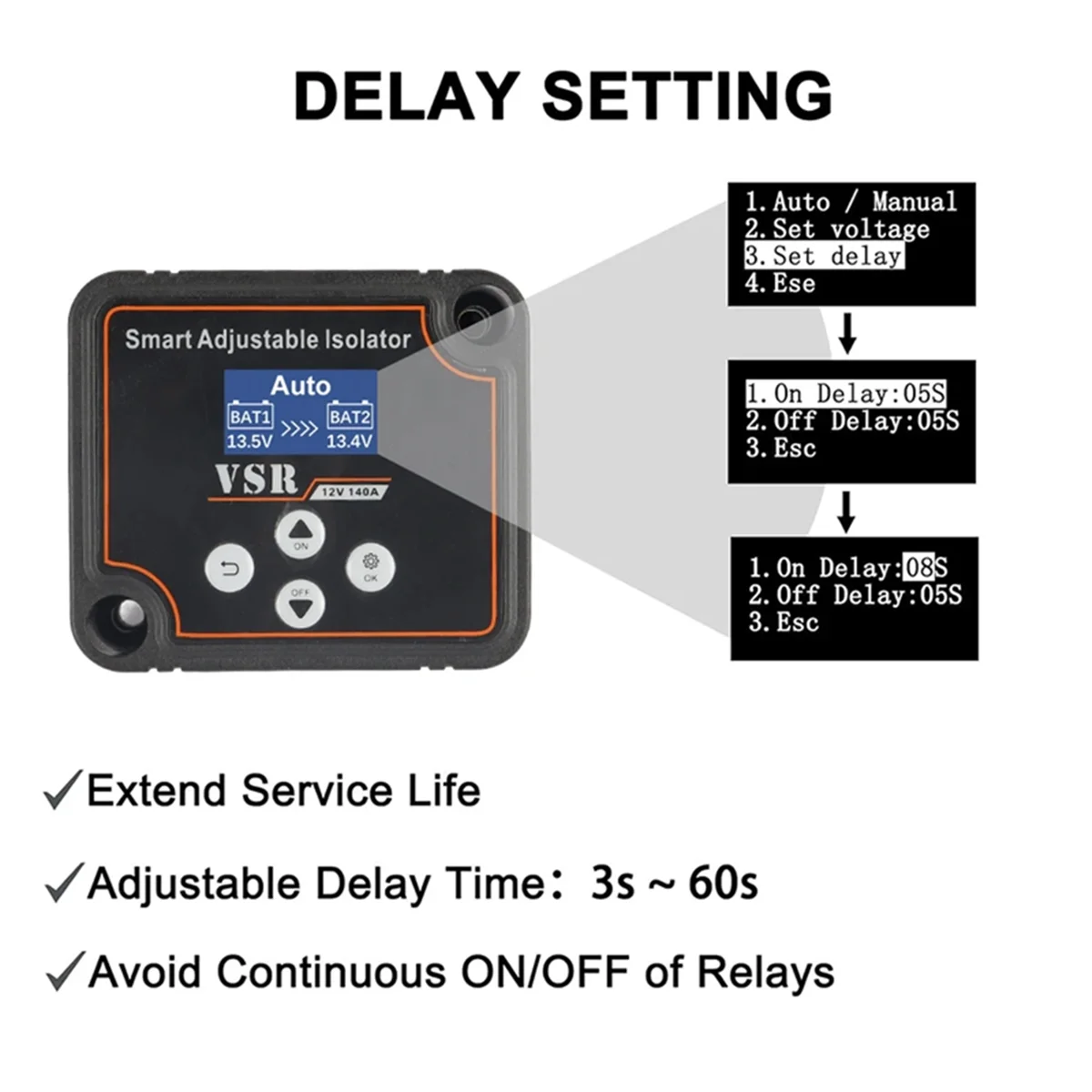 Aislador de batería Dual de voltaje de coche inteligente, Kit de VSR para batería de litio y plomo-ácido, accesorios de coche, 3 metros, 12V, 140A