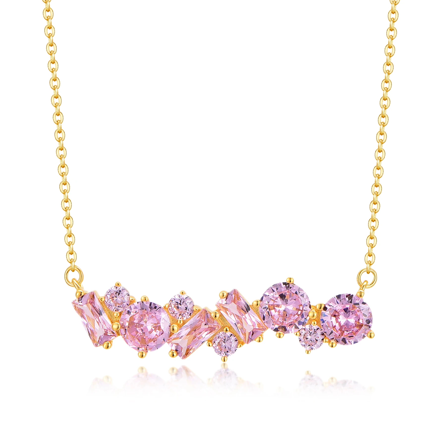 

QX Manufacturer Custom OEM Fine Jewelry 18K Gold Plated 925 Sterling Silver Zircon Women Necklaces