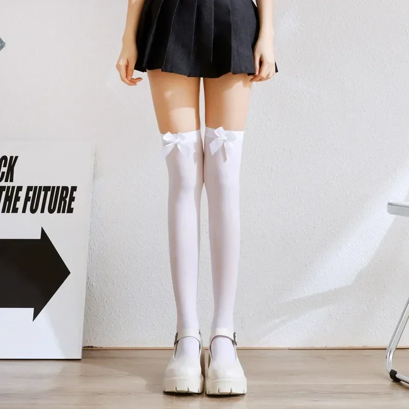 Mädchen-Strumpfhosen mit Schleife, Seidenstrümpfe, dünne Kniestrümpfe für Damen, modische knielange Socken für Damen, Weihnachtsgeschenk