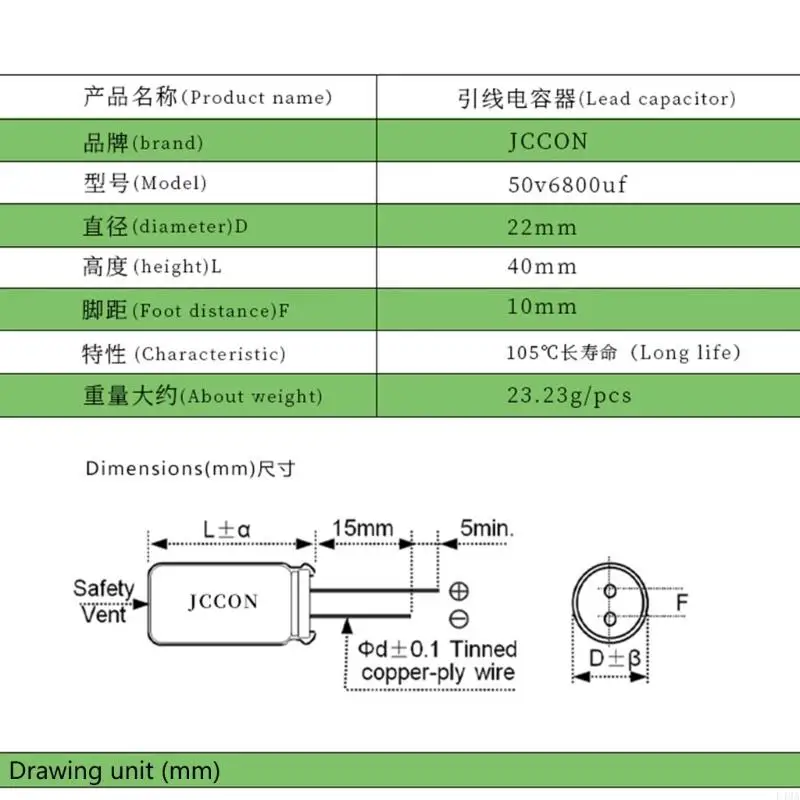 Kapasitor Elektrolit L4MA Profil Rendah dalam Kondensor 6800UF 50V