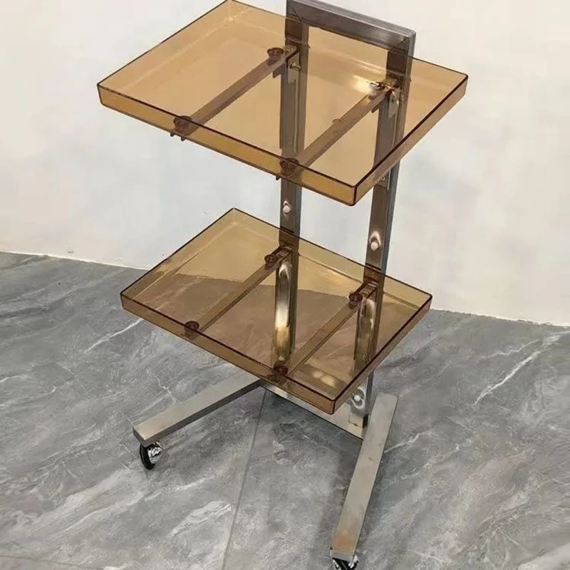 สแตนเลสร้านทําผมรถเข็นพับดัดรถเข็นชั้นวางที่สามารถเคลื่อนย้ายร้านเสริมสวยเครื่องมือรถเข็นชั้นเก็บ