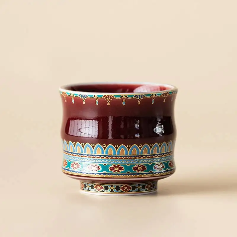 Láng Hóng Dunhuang high-legged bamboo joint cup, cultural and creative retro ceramic teacup, personal cup, master's cup, Gongfu