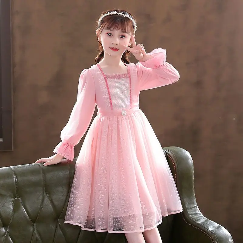 

2024 New Spring and Autumn Children's Western Style Girl Aisha Snow White Princess Dress