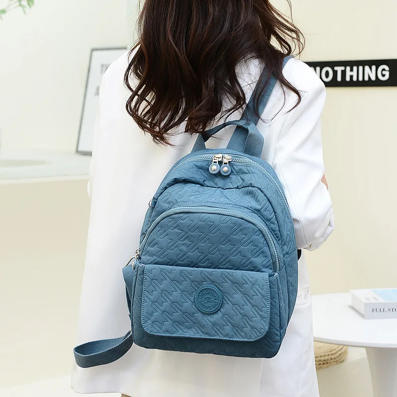 

2025 Trendy Nylon Backpack - Women's Lightweight Rucksack for School/Travel, Stylish Mini Daypack with USB Port