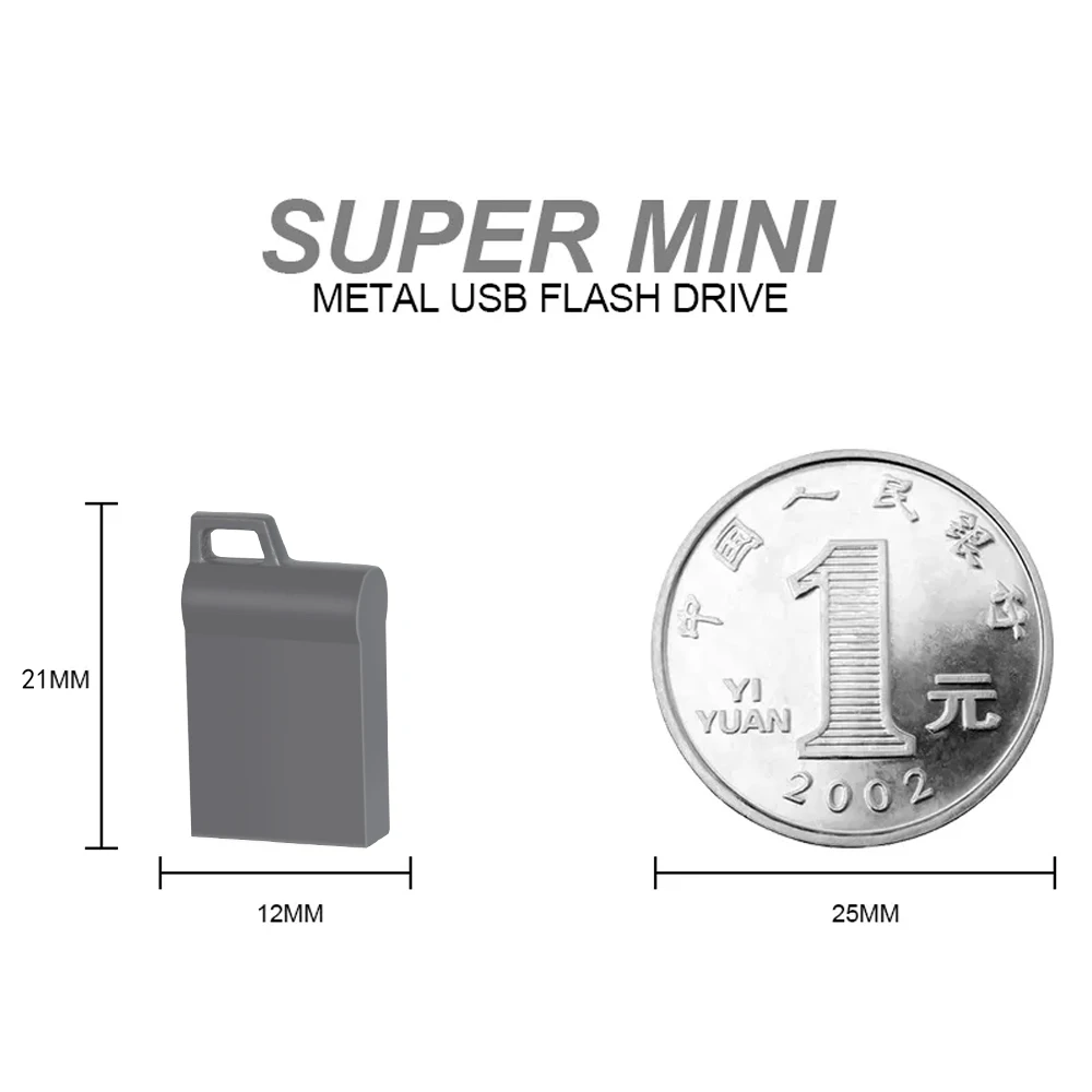 Mini clé USB 2.0 métallique étanche, support à mémoire de 4GB 8GB 16GB 32GB 64GB, lecteur Flash personnalisable avec Logo, 100% capacité réelle, disque U