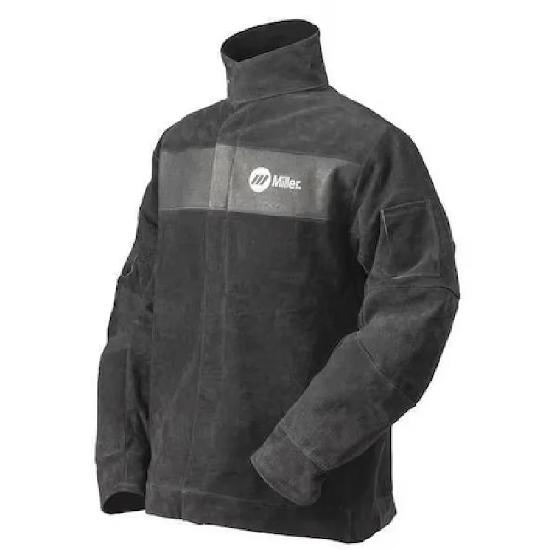Welding Jacket, XL, 30" L, Gray, Leather