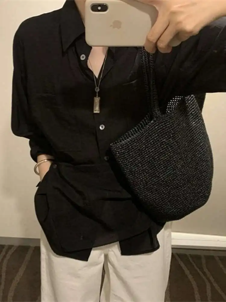 

2026 Korean Long Women's Waist-Cinching Top Autumn 2026 New Arrival Shirt