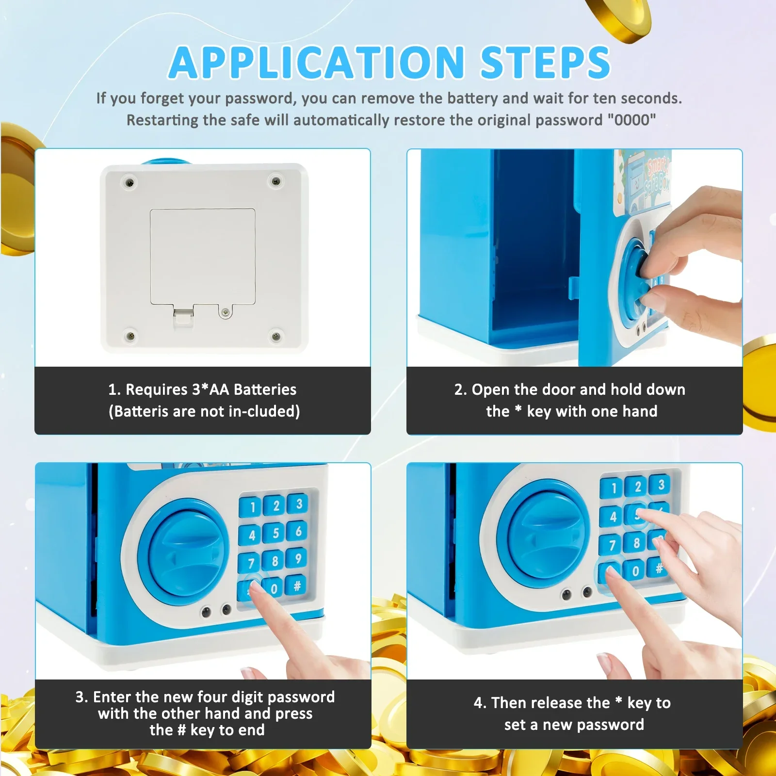 كلمة المرور الإلكترونية Piggy Bank التلقائي التعريفي لفة الأوراق النقدية محاكاة ماكينة الصراف الآلي للأطفال اللعب منزل اللعب توفير المال صندوق العملات المعدنية