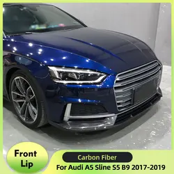 Car Front Bumper Lip Spoiler Splitters For Audi A5 Sline S5 B9 2017-2019 3PCS Carbon Fiber Front Bumper Lip Splitters FRP Black