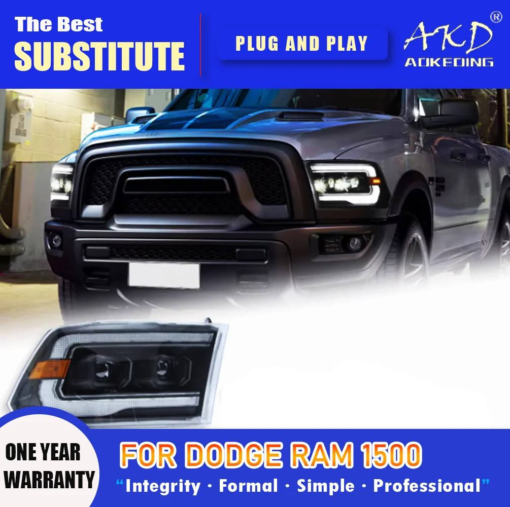 

AKD Head Lamp for Dodge RAM 1500 2500 LED Headlight 2008-2018 Headlights 2500 DRL Turn Signal High Beam Angel Eye Projector Lens
