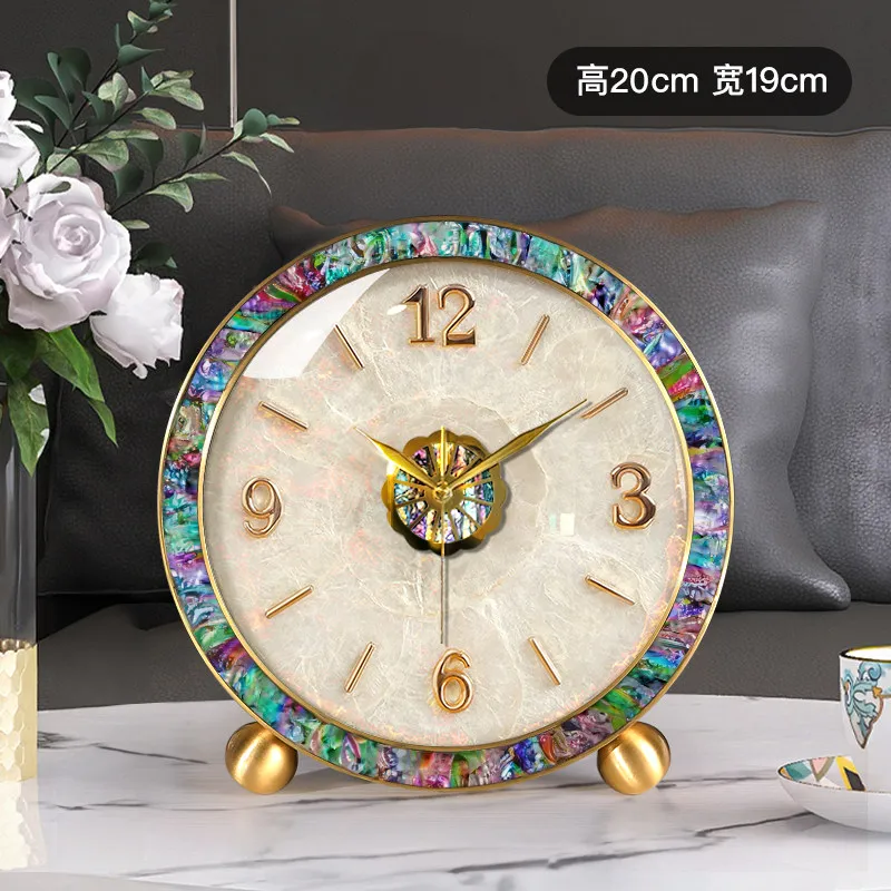 Light Luxury High-end Desk Clock Living Room Desktop Retro Clock Desktop New Shell Decorative Ornament Desk Clock
