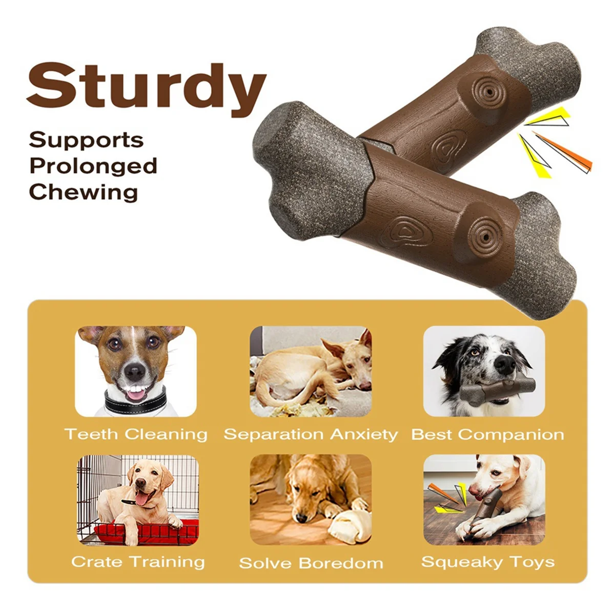 Interactive Squeaky Elastic Chew Toy for Medium to Large Dogs Teeth Cleaning Outdoor Interactive Branch Chew