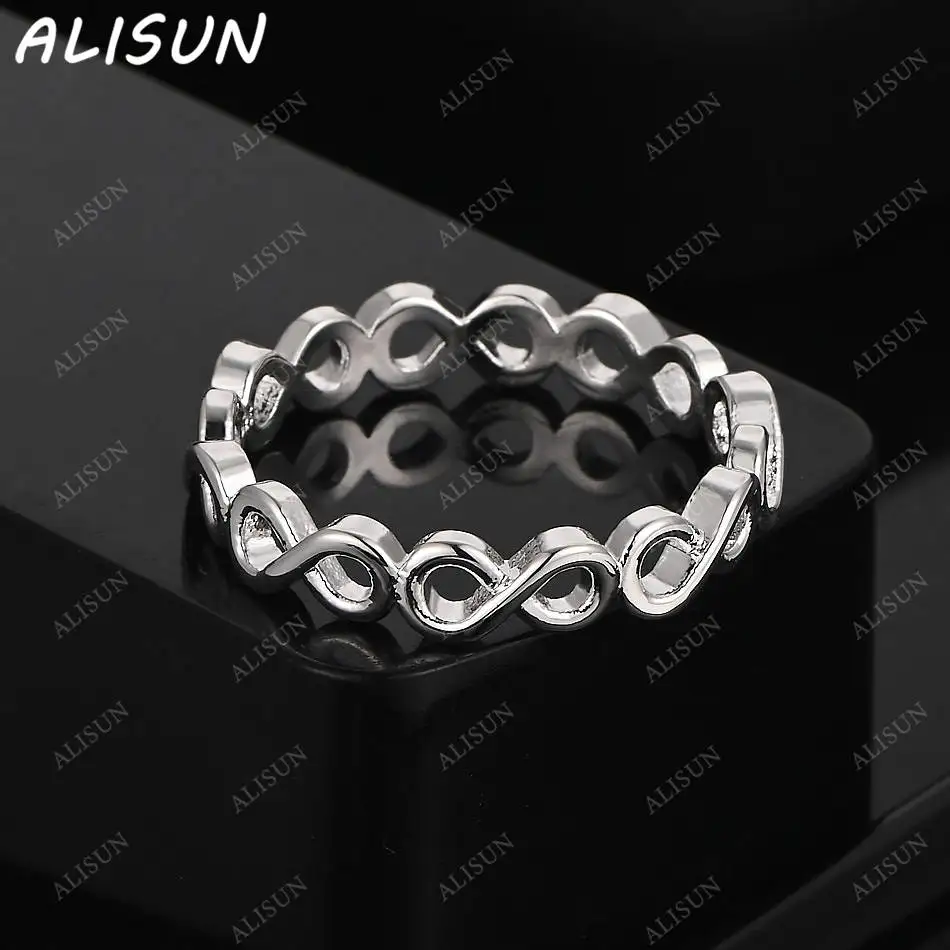 

ALISUN 925 Sterling Silver Geometric Fine Ring For Women Men Fashion Jewelry Charm Grace Wedding Engagement Accessories