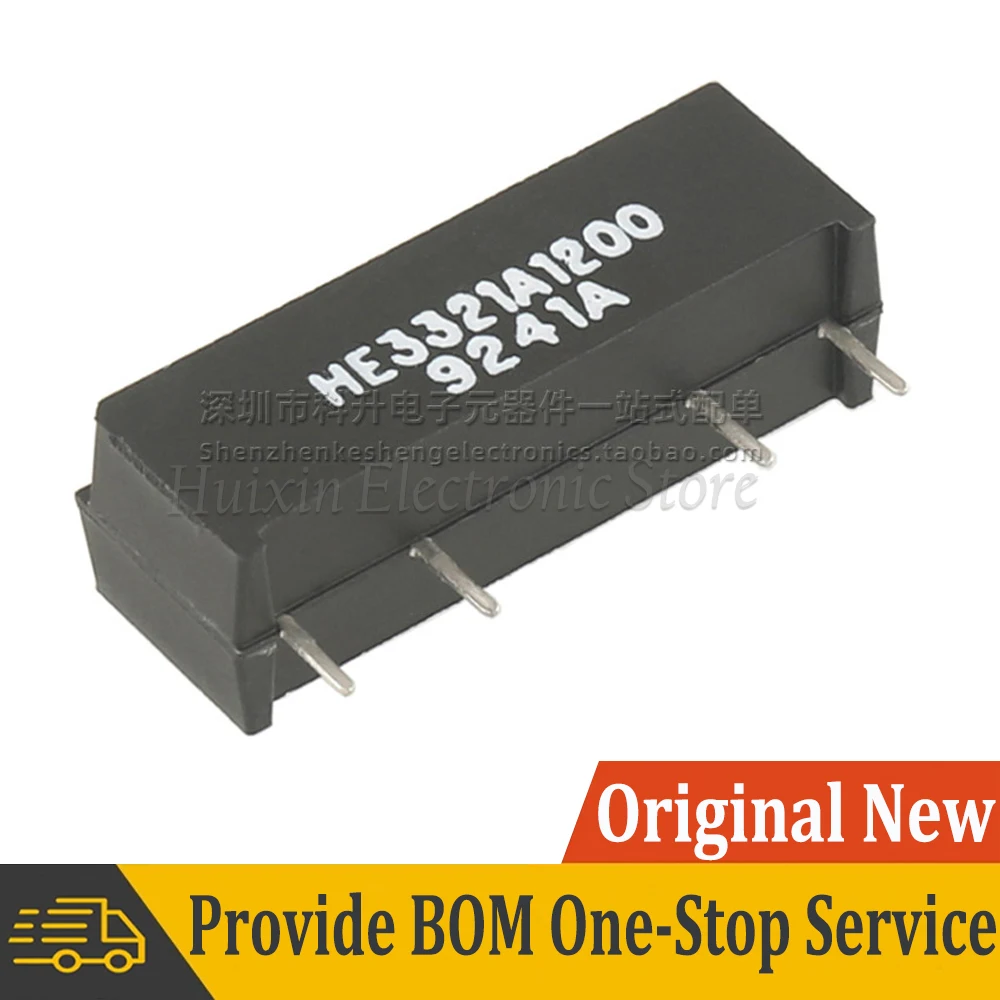 2pcs HE3321A1200 SIP4 Dry Reed Relay 12V 1A 10W Normally Open Signle Pole Signle Throw 1 Form A Miniature SPST SPST-NO