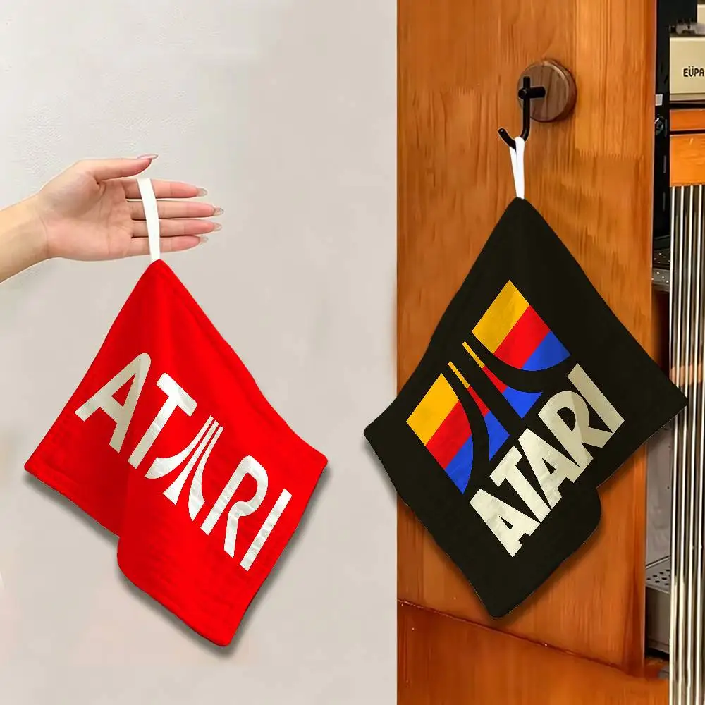Atari logo Polyester Cotton Hand Wiping Towel, Hanging Towel, Quick Dry for Kitchen Bathroom Daily Supplies