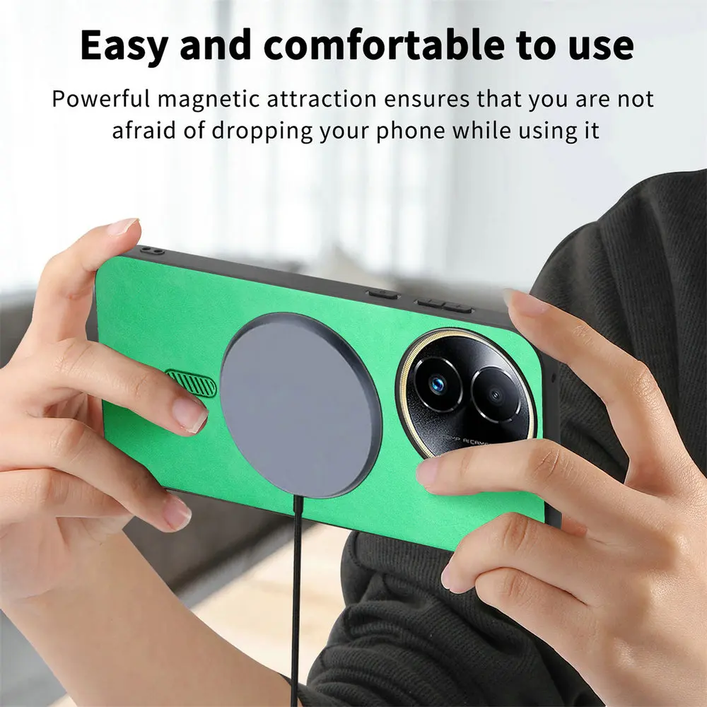 Realme 13 Pro Plus 12 11 5G 4G حافظة فاخرة مغناطيس جلدية خلفية لوحة شحن لاسلكية الوفير شل Realmi 12 Plus P1 P2 12X غطاء #5