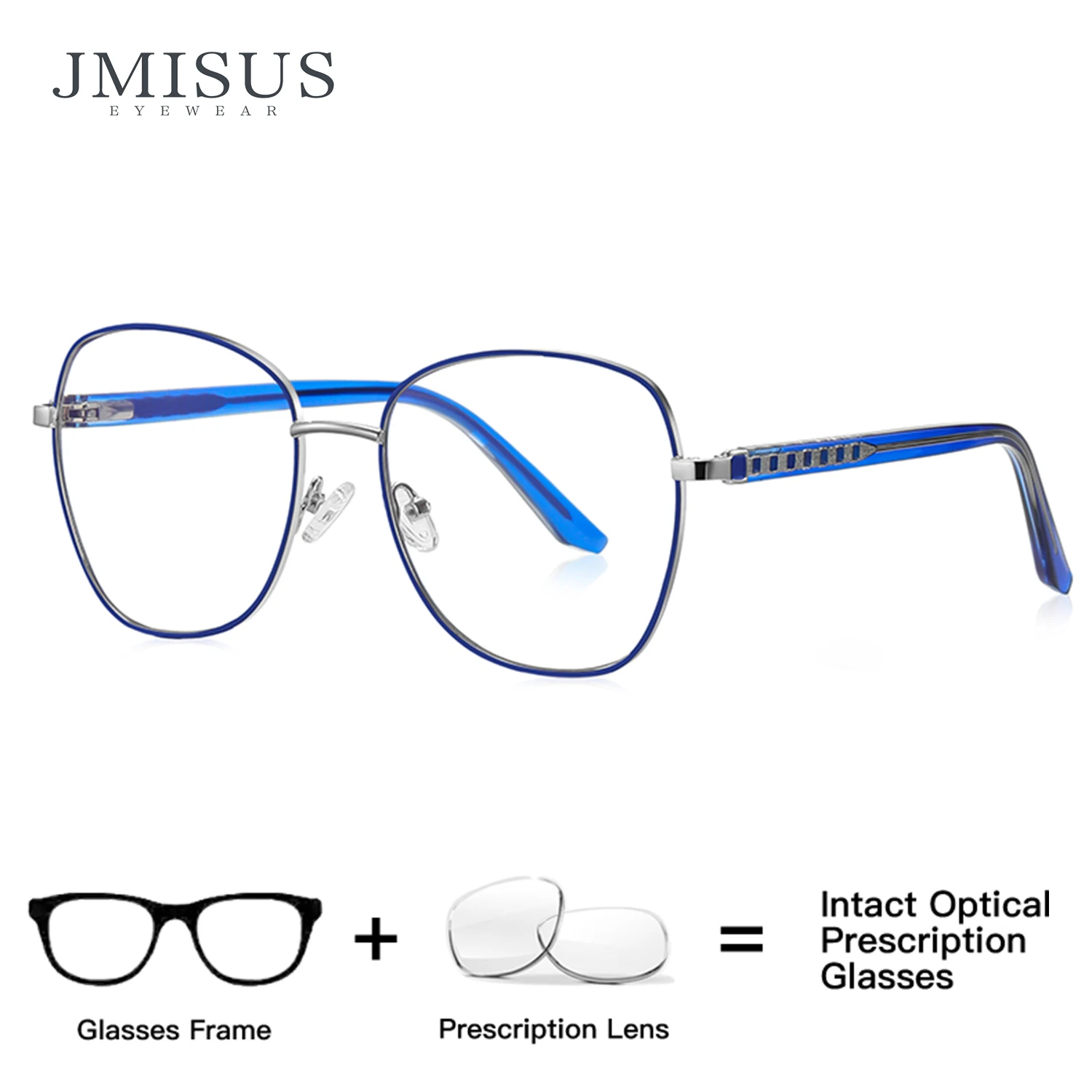 

JMISUS Women Round Prescription Glasses Big Frame Progressive Eyeglasses Anti Blue Ray Photochromic Optical Eyewear