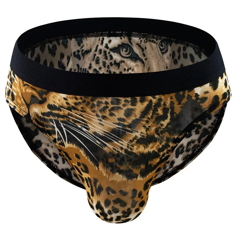 

Men's Sexy Underwear Sissy Erotic Leopard Snake Pattern Brief Gay Low-rise U Convex Pouch Shorts Breathable Skinny Hombre Bikini