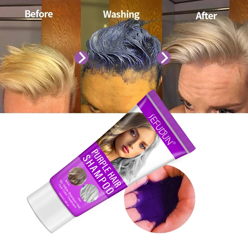 

No Yellow Blonde Shampoo Purple Hair Shampoo Ultravioleta UV Ash Gray Silver Shampoo Long Lasting Hair Dye Color Treatment 100ml