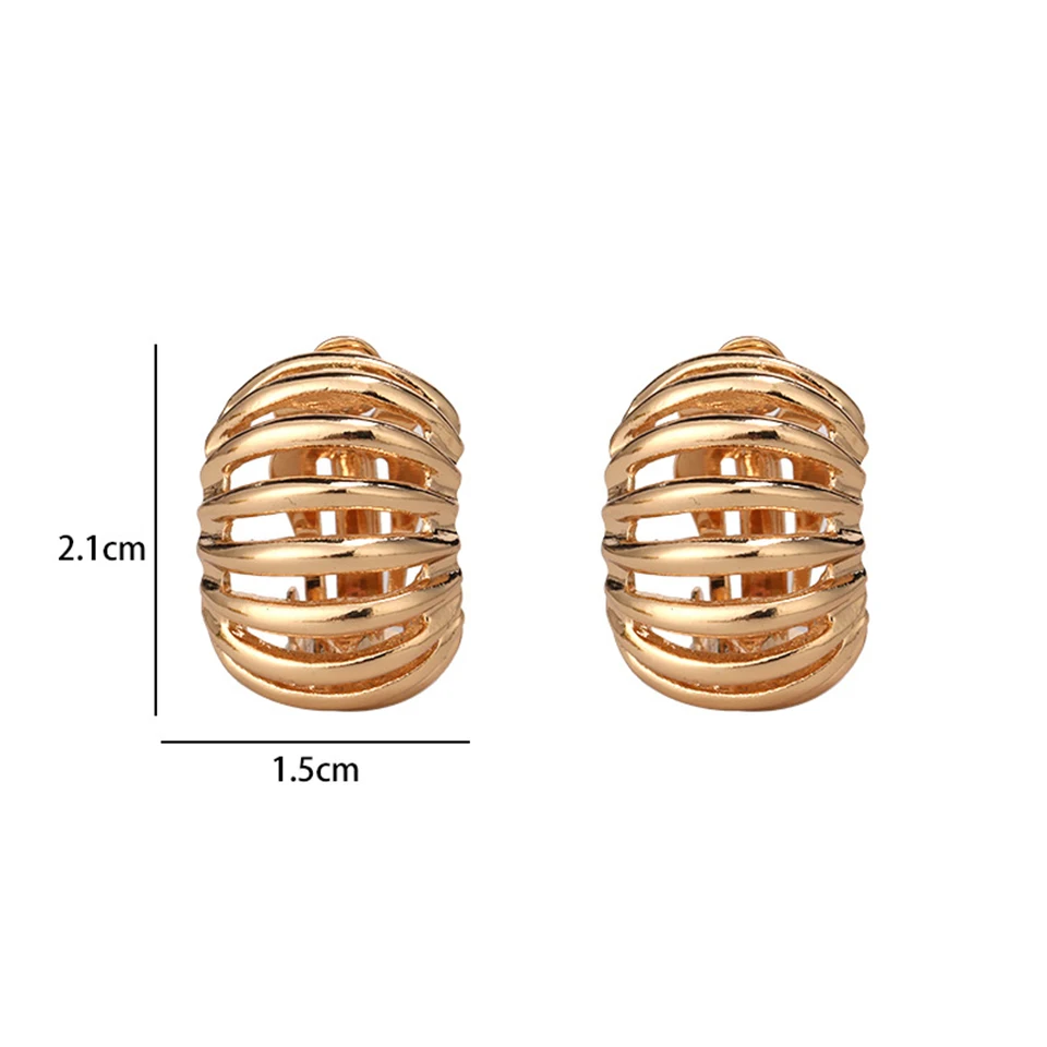 Trend Gold Color Silver Color Clip Earrings Vintage Jewelry for Women Hollow Geometric Gothic Pendientes Aesthetic Accessories