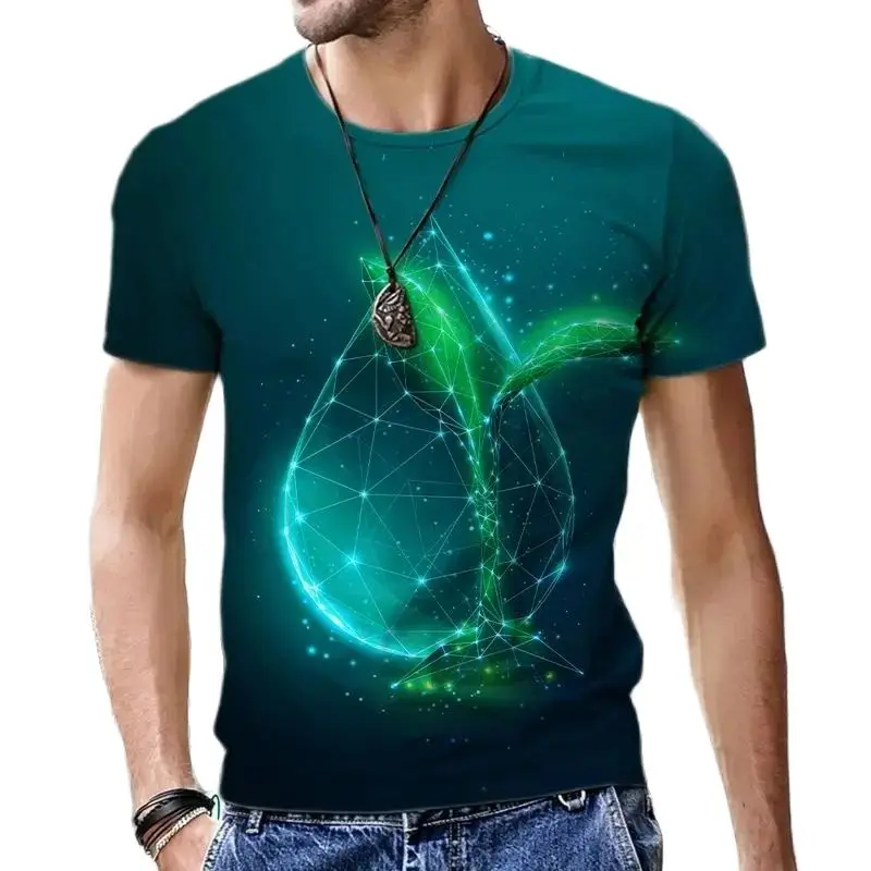 

Summer Men Tech Space Fun 3d Printed T-Shirt Fashion Casual Street Creative O Collar Short Sleeved Sport Plus Size Loose Top