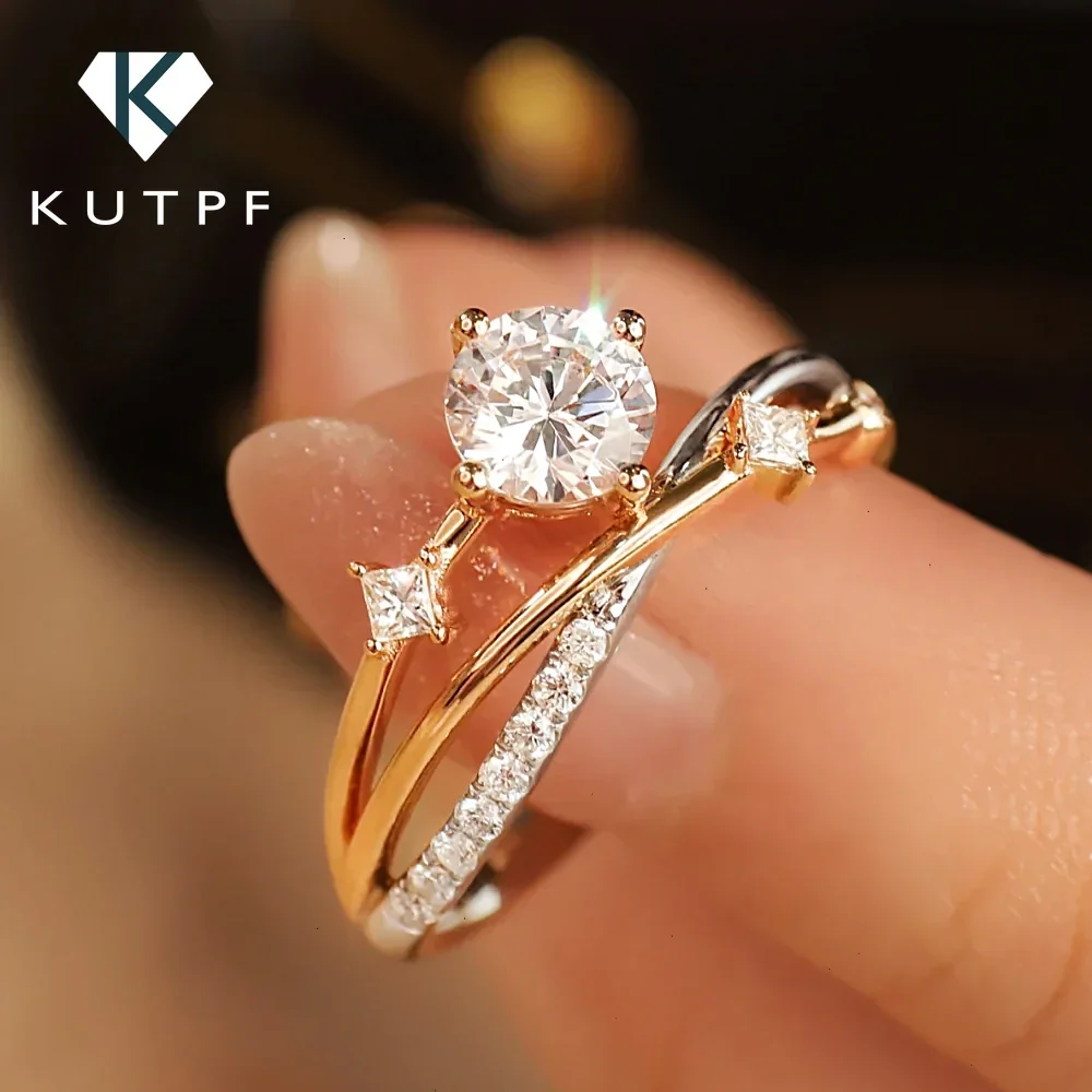 1 karat prawdziwy Moissanite diamentowe pierścionki zaręczynowe z certyfikatem S925 srebrna obrączka w kształcie spadającej gwiazdy dla kobiet biżuterii