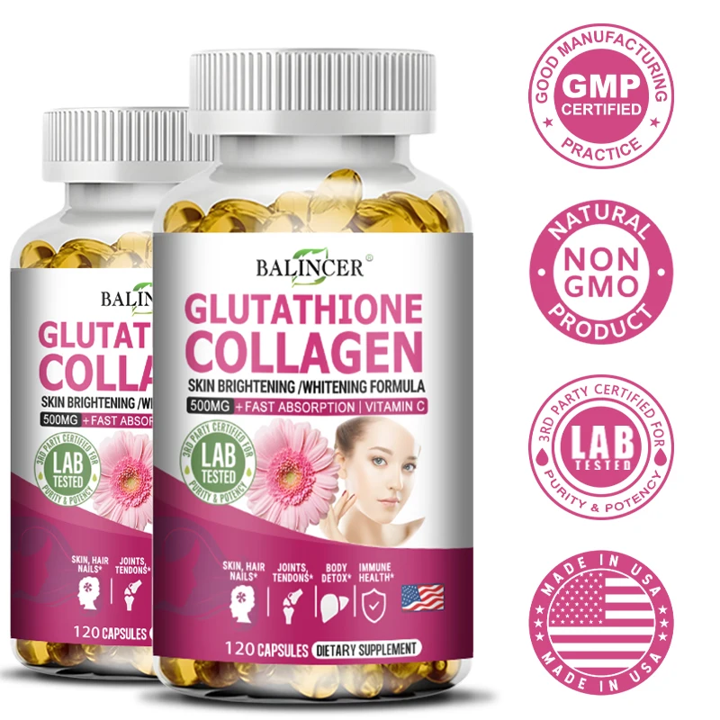 

Glutathione Collagen Capsules,Brightening Skin and Anti-aging,Support Hair,Skin and Nail Health,Glutathione Supplement for Women