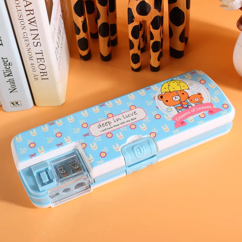 Imagem -02 - Multi Funcional Papelaria Box para Meninas Estudantes da Escola Smart Password Lock High Tech Pencil Case Mecanismo Bilayer Feminino