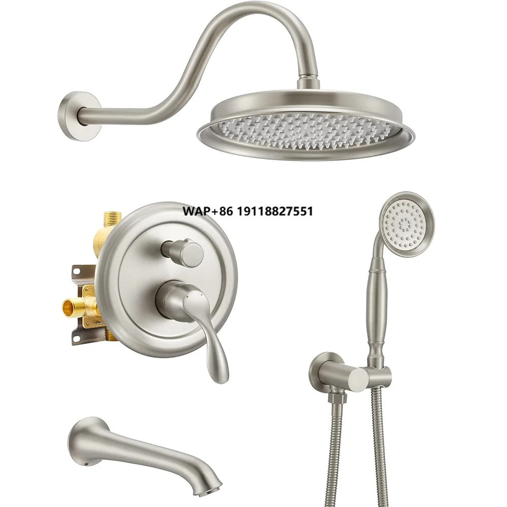 

Polished Brass Thermostatic Shower System Combo Set Rainfall Handheld Shower Heads Bathtub/Shower System Single Handle