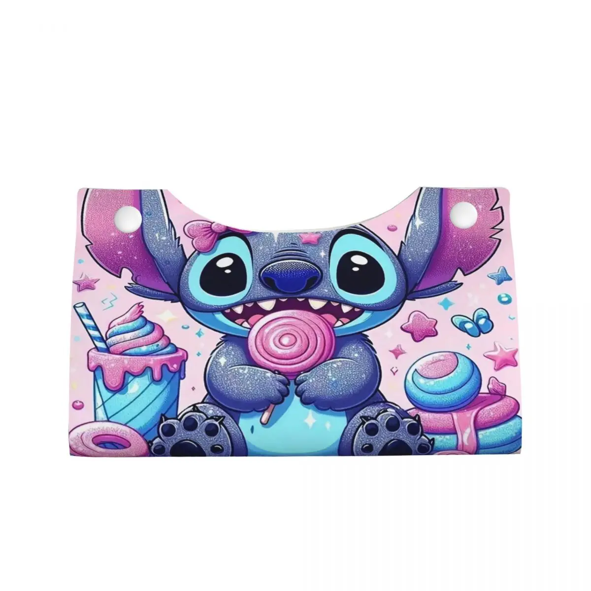 Custom Cartoon Pink Stitch Tissue Box Cover PU Leather Rectangular Anime Cartoon Facial Tissues Holder for Home