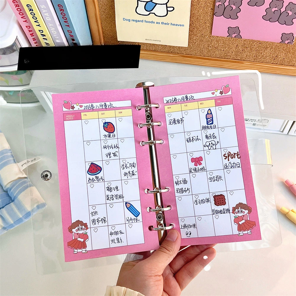 A6 50 Sheets Colorful Binder Inner Page Budget Page Weekly Monthly Inside Paper Stationery