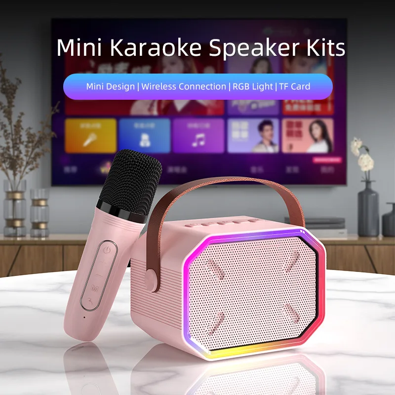 

Wireless Bluetooth Speaker Home Wireless Karaoke Boombox Color Light Portable Family Children Toy Microphone Mini Subwoofer Set