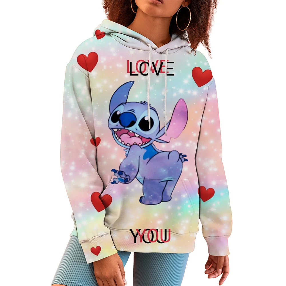 Stitch Hoodies Cartoon Casual Hooded Coat Autumn Soft Pocket Sweatshirts Loose Tops Long Sleeve Clothes