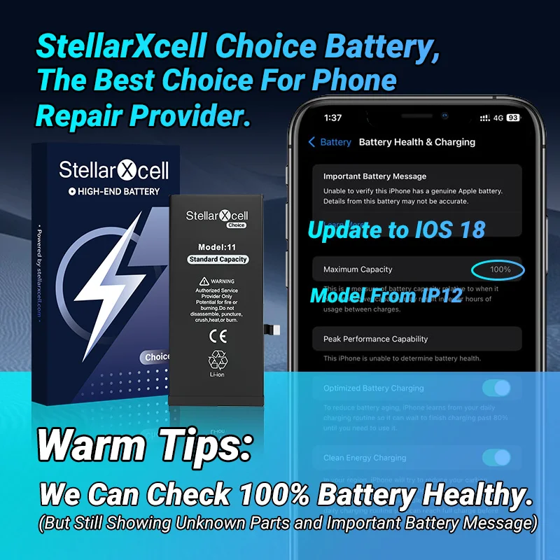 StellarXcell Choice Akku für iPhone, Versand aus Deutschland, für iPhone 11 12 13 14 15 mini Plus Pro Promax, Standard-Kapazitätsakku, Standard-Qualitätsakku, iPhone-Akku-Ersatz mit kostenlosen