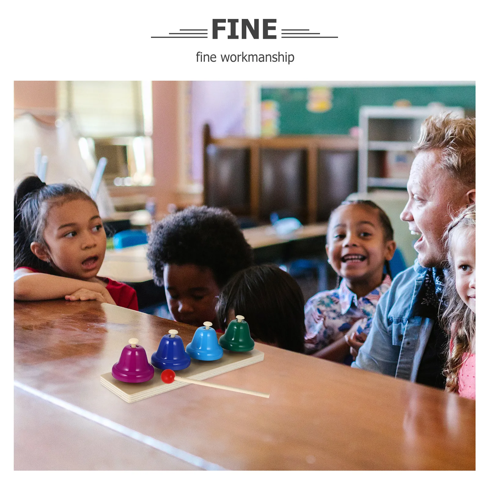 2 مجموعة أدوات قرع خشبية مونتيسوري التعليمية للأطفال أجراس موسيقية التعلم المبكر أجراس اليد الحسية الموسيقى المحمولة