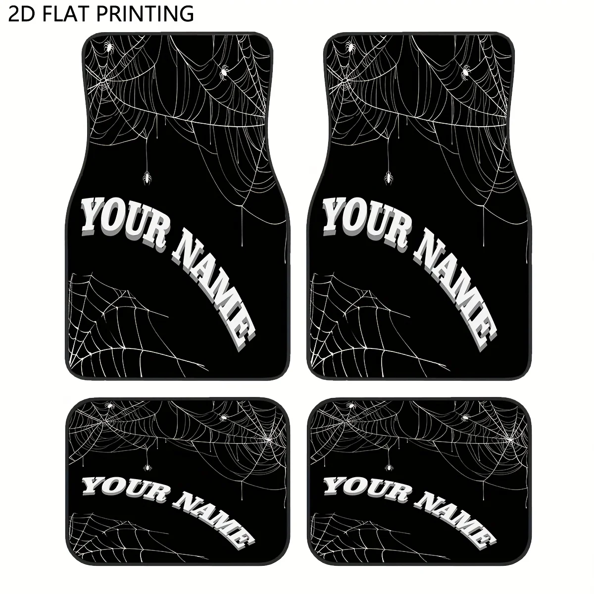 

Custom 4pcs Floor Mats For Cars, Halloween Spider Web Car Mats Add Your Name/Text, Floor Mat, Car Carpet, Pair With Fashionable