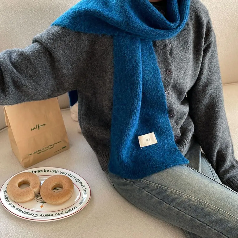 

Cold Proof Solid Color Women's Woolen Scarf Woolen Knitted Thickened Knitted Scarf Soft Yarn Warm Scarf Female Girls Student