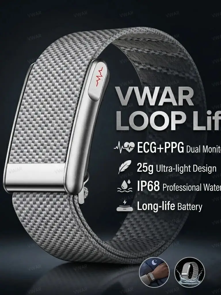 VWAR Loop Life Fitness Tracker EKG+PPG SpO2 Sport Smart Armband Herzfrequenz-Blutdruckmesser Schrittzähler Smartwatch Band