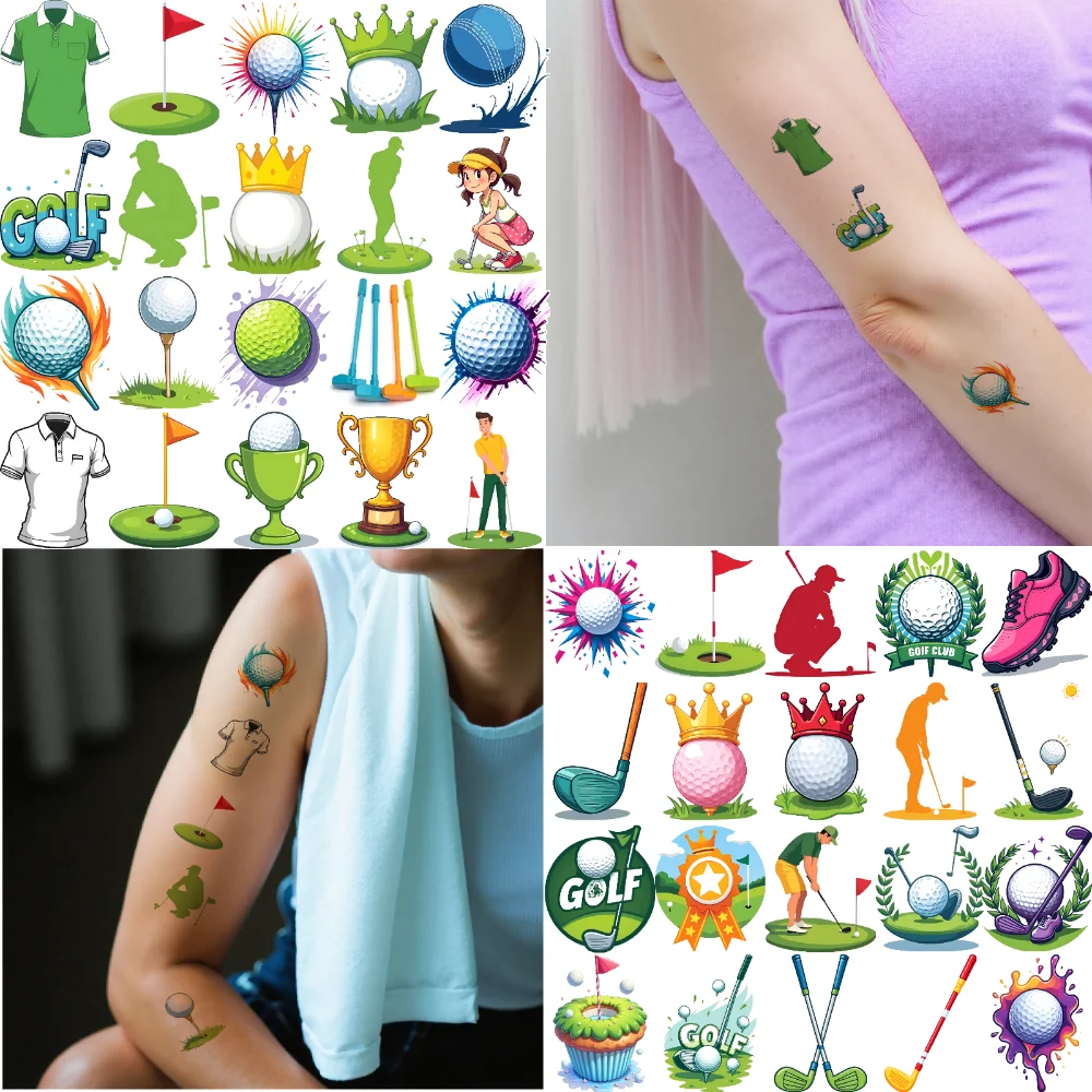 

54pcs Temporary Tattoo Golf Trophy Cartoon Golf Club Golf Cart Temporary Tattoo Stickers For Adults