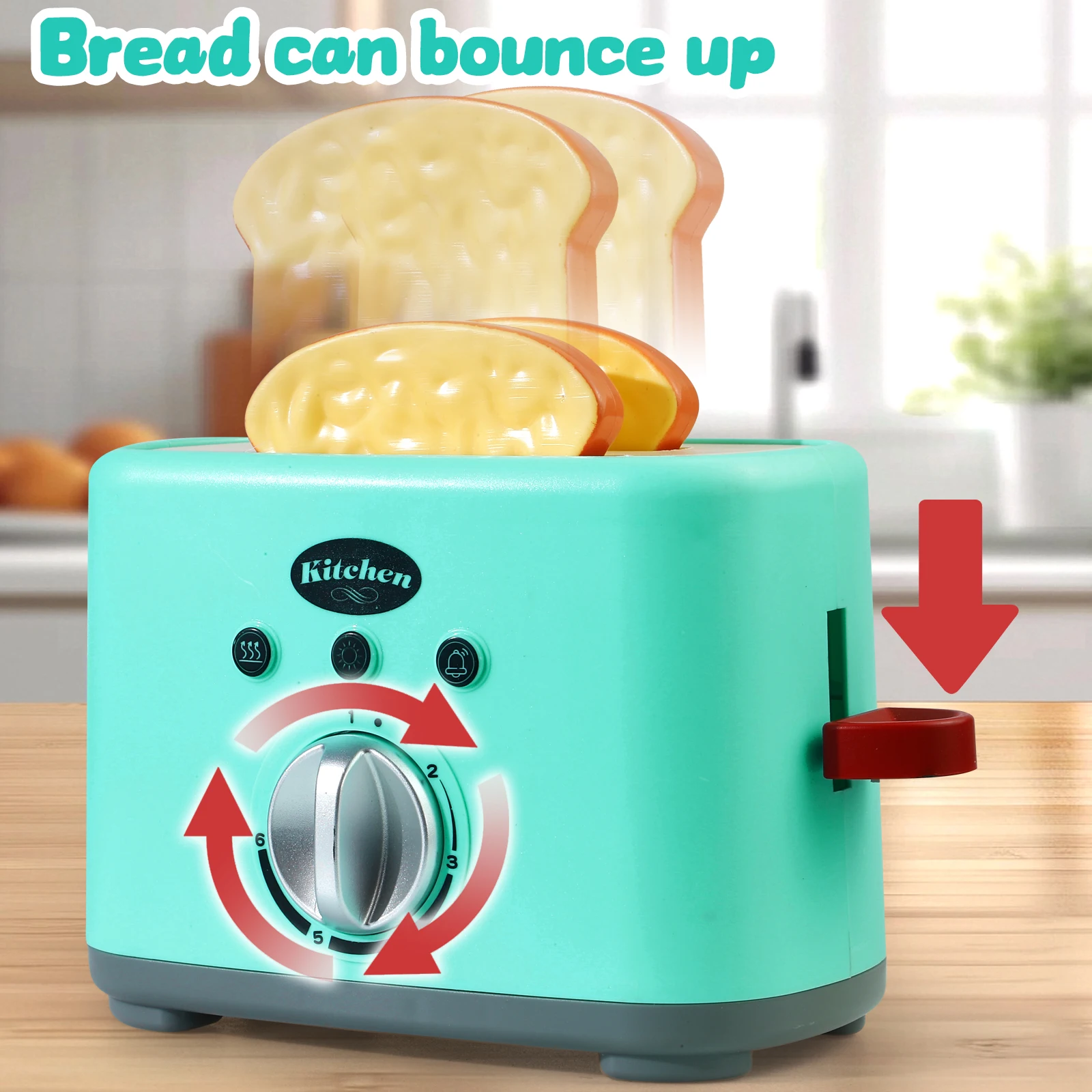 لعبة محمصة الخشب، مجموعة ألعاب المطبخ التظاهري للأطفال، لعبة الإفطار، للأولاد والبنات، العودة إلى المدرسة/الهالوين/عيد الميلاد #3