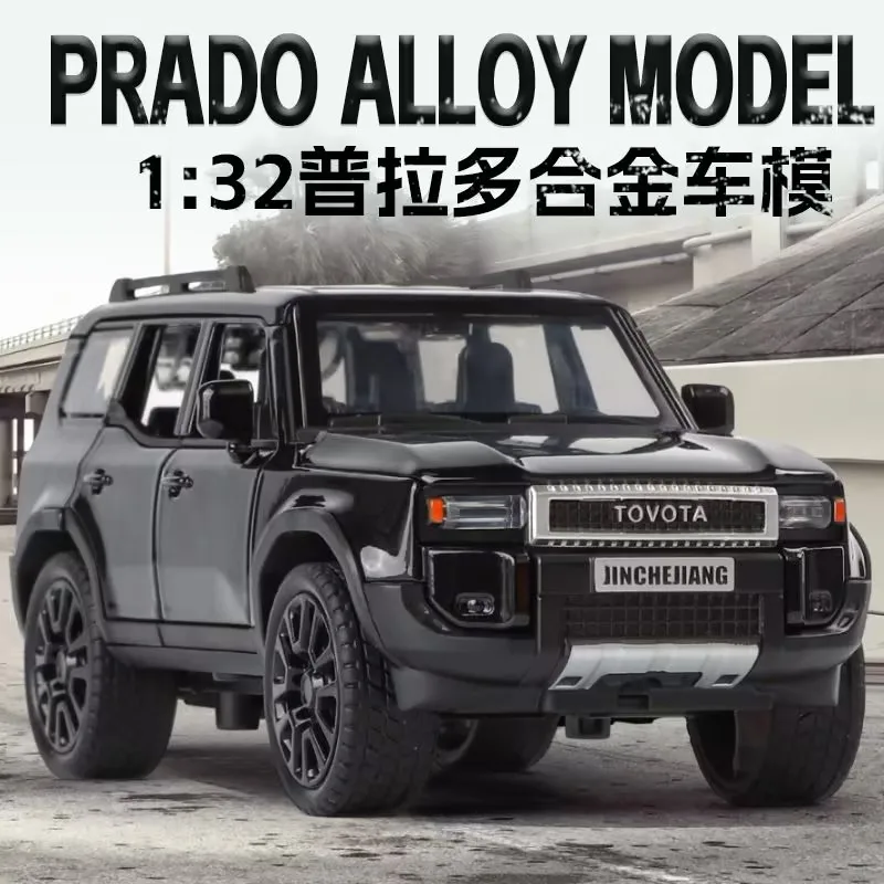 Authentic 1:32 Exquisite Restored Prado SUV Alloy Diecast Car Model, Sound & Light Pull‑Back Collectible Toy Vehicle