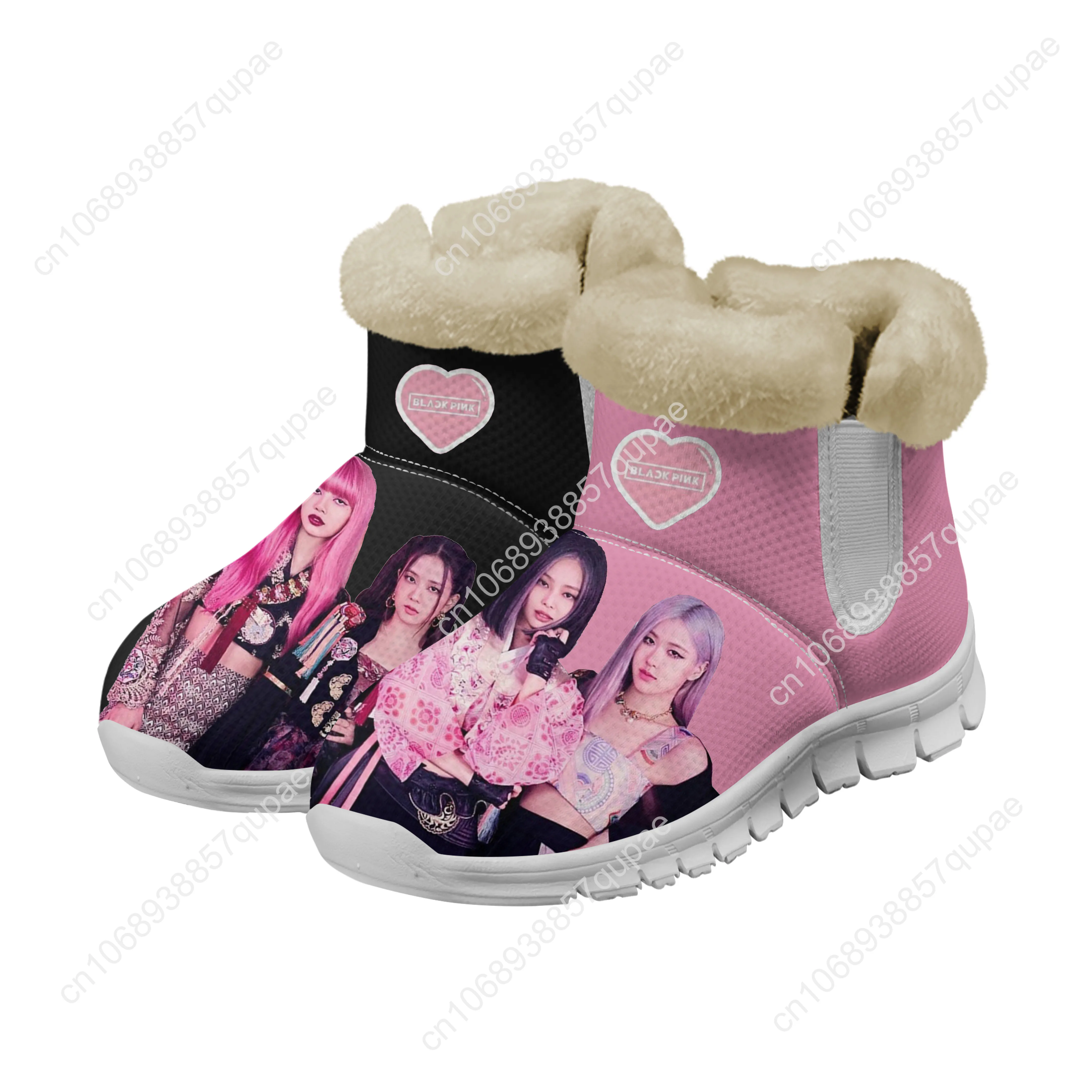 Black Snow Boots Pink Kpop Bp Mens Womens Teenager Shoes Keep Warm High Quality Casual Lightweight Couple Sports Custom Sneakers